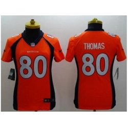 Women's Nike Denver Broncos #80 Julius Thomas Orange Team Color Stitched NFL New Limited Jersey