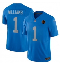 Men Detroit Lions 1 Jameson Williams Blue 2025 F U S E With John Madden Patch Vapor Limited Stitched Jersey