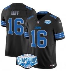 Men Detroit Lions 16 Jared Goff Black 2024 NFC North Champions F U S E  Vapor Limited Stitched Jersey