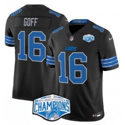 Men Detroit Lions 16 Jared Goff Black 2024 NFC North Champions F U S E  Vapor Limited Stitched Jersey