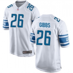 Men Detroit Lions 26 Jahmyr Gibbs White Stitched Game Jersey