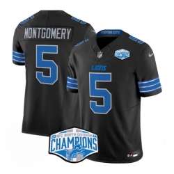 Men Detroit Lions 5 David Montgomery Black 2024 NFC North Champions F U S E  Vapor Limited Stitched Jersey