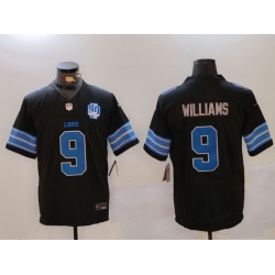 Men Detroit Lions 9 Jameson Williams Black 2024 F U S E  2nd Alternate With 90th Anniversary Patch Vapor Limited Stitched Jersey