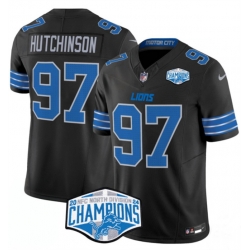 Men Detroit Lions 97 Aidan Hutchinson Black 2024 NFC North Champions F U S E  Vapor Limited Stitched Jersey