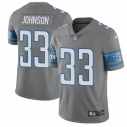 Men Nike Detroit Lions 33 Kerryon Johnson Limited Steel Rush Vapor Untouchable NFL Jersey