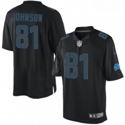 Men Nike Detroit Lions 81 Calvin Johnson Limited Black Impact NFL Jersey