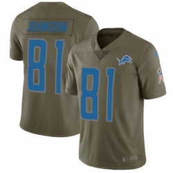 Men Nike Detroit Lions 81 Calvin Johnson Limited Olive 2017 Salute to Service NFL Jersey