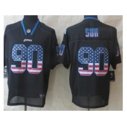 Nike Detroit Lions 90 Ndamukong Suh Black Elite USA Flag Fashion NFL Jersey