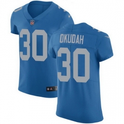 Nike Lions 30 Jeff Okudah Blue Throwback Men Stitched NFL Vapor Untouchable Elite Jersey