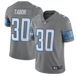 Nike Lions #30 Teez Tabor Gray Mens Stitched NFL Limited Rush Jersey