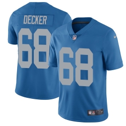 Nike Lions #68 Taylor Decker Blue Throwback Mens Stitched NFL Limited Jersey