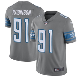 Nike Lions #91 Ashawn Robinson Gray Mens Stitched NFL Limited Rush Jersey