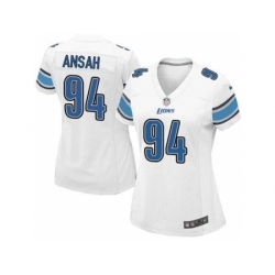 Nike NFL Detroit Lions #94 Ziggy Ansah Game Women's Road White Jersey