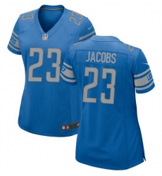 Women Detroit Lions 23 Jerry Jacobs Blue Stitched Jersey 28Run Smaller 29