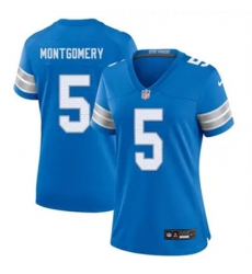 Women Detroit Lions 5 David Montgomery Blue 2024 F U S E Vapor Limited Stitched Jersey