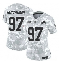 Women Detroit Lions 97 Aidan Hutchinson 2024 F U S E Arctic Camo Salute To Service Limited Stitched Jersey