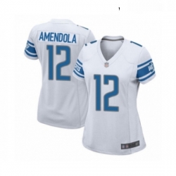 Womens Detroit Lions 12 Danny Amendola Game White Football Jersey