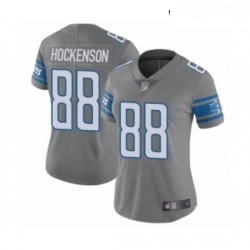 Womens Detroit Lions 88 TJ Hockenson Limited Steel Rush Vapor Untouchable Football Jersey