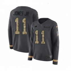 Womens Nike Detroit Lions 11 Marvin Jones Jr Limited Black Salute to Service Therma Long Sleeve NFL Jersey