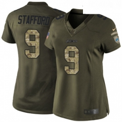 Womens Nike Detroit Lions 9 Matthew Stafford Elite Green Salute to Service NFL Jersey