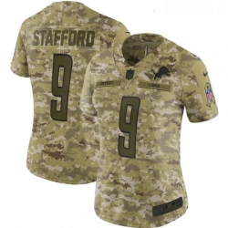 Womens Nike Detroit Lions 9 Matthew Stafford Limited Camo 2018 Salute to Service NFL Jersey