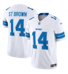 Youth Detroit Lions 14 Amon Ra St  Brown White 2024 F U S E  Vapor Limited Stitched Jersey