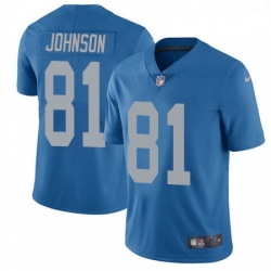 Youth Nike Detroit Lions 81 Calvin Johnson Elite Blue Alternate NFL Jersey