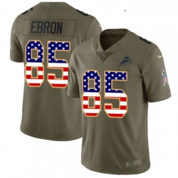 Youth Nike Detroit Lions 85 Eric Ebron Limited OliveUSA Flag Salute to Service NFL Jersey