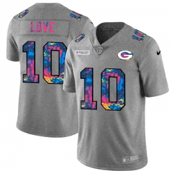 Green Bay Green Bay Green Bay Green Bay Packers 10 Jordan Love Men Nike Multi Color 2020 NFL Crucial Catch NFL Jersey Greyheather