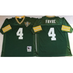 Men Green Bay Green Bay Packers 4 Brett Favre Green M&N Throwback Jersey