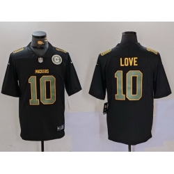 Men Green Bay Packers 10 Jordan Love Black Fashion Vapor Limited Stitched Football Jersey 1