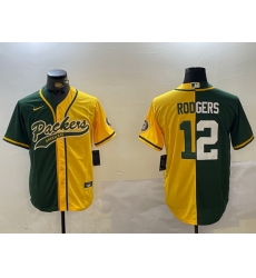 Men Green Bay Packers 12 Aaron Rodgers Green Cool Base Stitched Baseball Jersey 5