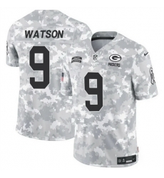 Men Green Bay Packers 9 Christian Watson 2024 F U S E Arctic Camo Salute To Service Limited Stitched Football Jersey