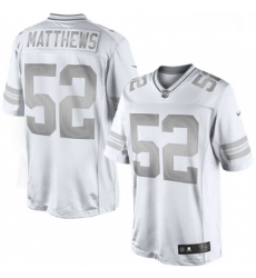 Men Nike Green Bay Packers 52 Clay Matthews Limited White Platinum NFL Jersey