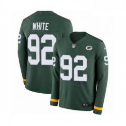 Men Nike Green Bay Packers 92 Reggie White Limited Green Therma Long Sleeve NFL Jersey