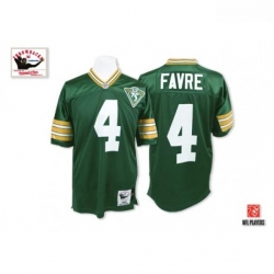 Mitchell and Ness Green Bay Packers 4 Brett Favre Authentic Green With 75th Patch Throwback NFL Jersey