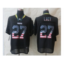 Nike Green Bay Packers 27 Eddie Lacy Black Elite USA Flag Fashion NFL Jersey