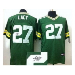 Nike Green Bay Packers 27 Eddie Lacy Green Elite Signed NFL Jersey