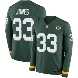 Nike Packers #33 Aaron Jones Green Team Color Men Stitched NFL Limited Therma Long Sleeve Jersey