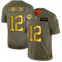 Packers 12 Aaron Rodgers Camo Gold Men Stitched Football Limited 2019 Salute To Service Jersey