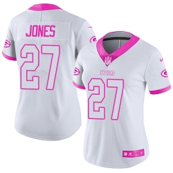 Nike Packers #27 Josh Jones White Pink Womens Stitched NFL Limited Rush Fashion Jersey