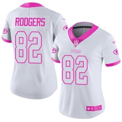 Nike Packers #82 Richard Rodgers White Pink Womens Stitched NFL Limited Rush Fashion Jersey