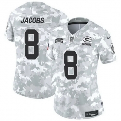 Women Green Bay Packers 8 Josh Jacobs 2024 F U S E Arctic Camo Salute To Service Limited Stitched Football Jersey