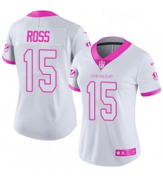 Womens Nike Cincinnati Bengals 15 John Ross Limited WhitePink Rush Fashion NFL Jersey