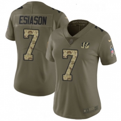 Womens Nike Cincinnati Bengals 7 Boomer Esiason Limited OliveCamo 2017 Salute to Service NFL Jersey