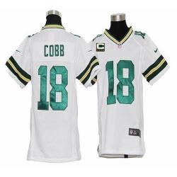 Nike Packers #18 Randall Cobb White With C Patch Youth Stitched NFL Elite Jersey