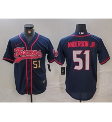 Men Houston Texans 51 Will Anderson Jr  Navy With Patch Cool Base Stitched Baseball Jersey 1