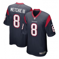 Men Houston Texans 8 John Metchie III Navy Stitched Game Football Jersey
