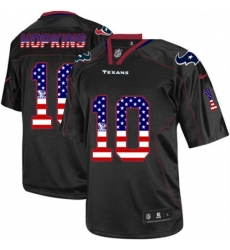 Men Nike Houston Texans 10 DeAndre Hopkins Elite Black USA Flag Fashion NFL Jersey