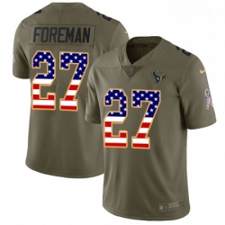 Men Nike Houston Texans 27 DOnta Foreman Limited OliveUSA Flag 2017 Salute to Service NFL Jersey